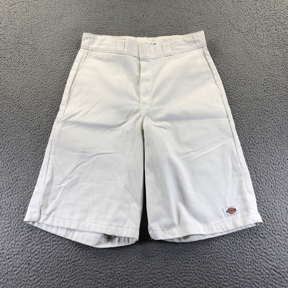Dickies Shorts Mens 32 White Loose Baggy Fit Painter Workwear Multi Logo New